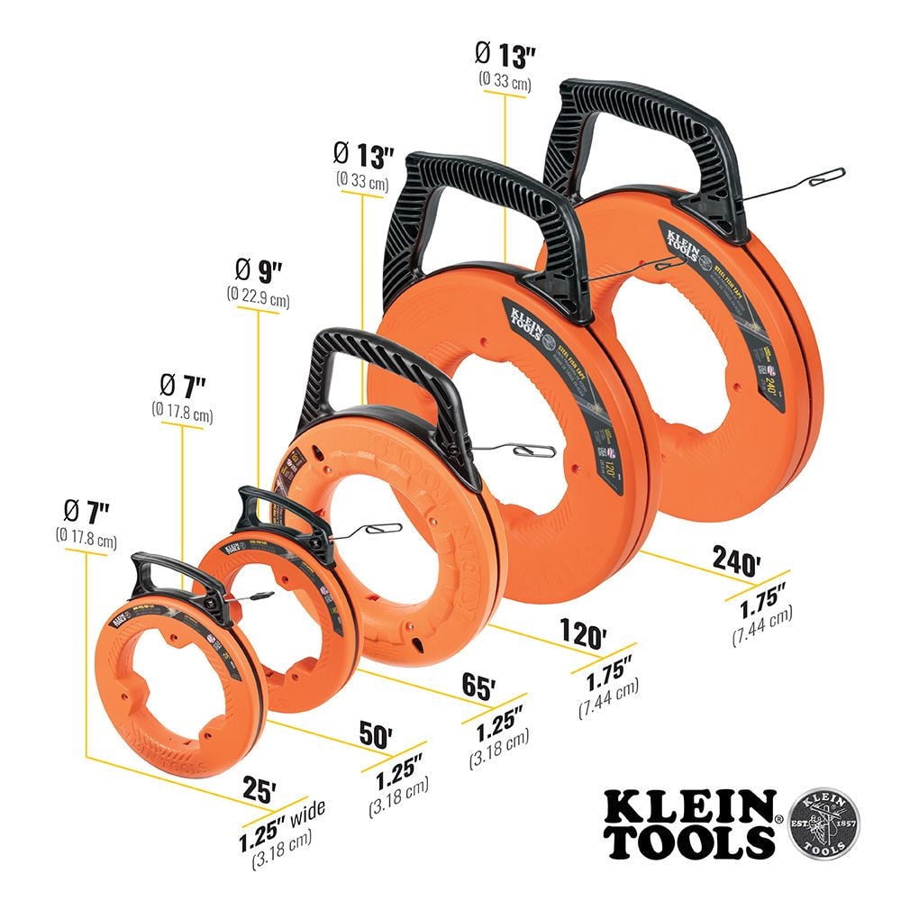 Klein Tools 56334 1/8 in. x 240 ft. Steel Fish Tape