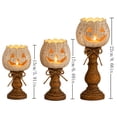 thumbnail image 6 of MYUNNIL Rustic White Pumpkin Tealight Candle Holder, 3 Pcs Autumn Farmhouse Vintage Wooden Pumpkin Lamp with Bow, Mini Cute Halloween Table Centerpiece for Fireplace Shelf Desk Home Decor, 6 of 6
