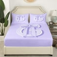 thumbnail image 3 of Erosebridal Initial G Letter Sheet Set Twin, Princess Bow Bedding Sets Twin Size, Purple Monogrammed Reversible Twin Sheet Sets, Microfiber Room Decor, 3-Piece, 3 of 7