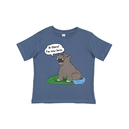 

Inktastic Hi There I m New Here Hippo Gift Toddler Boy or Toddler Girl T-Shirt