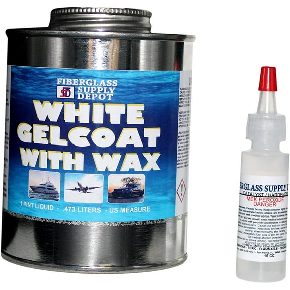 Fiberglass Supply Depot Inc. White Gelcoat with Wax - Pint with 15cc Hardener (MEKP)