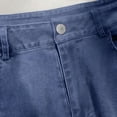 thumbnail image 7 of Capri Jeans for Women Elastic High Waist Relaxed Fit Washed Blue Wide Straight Leg Denim Capris with Pockets Cropped Jeans, 7 of 7