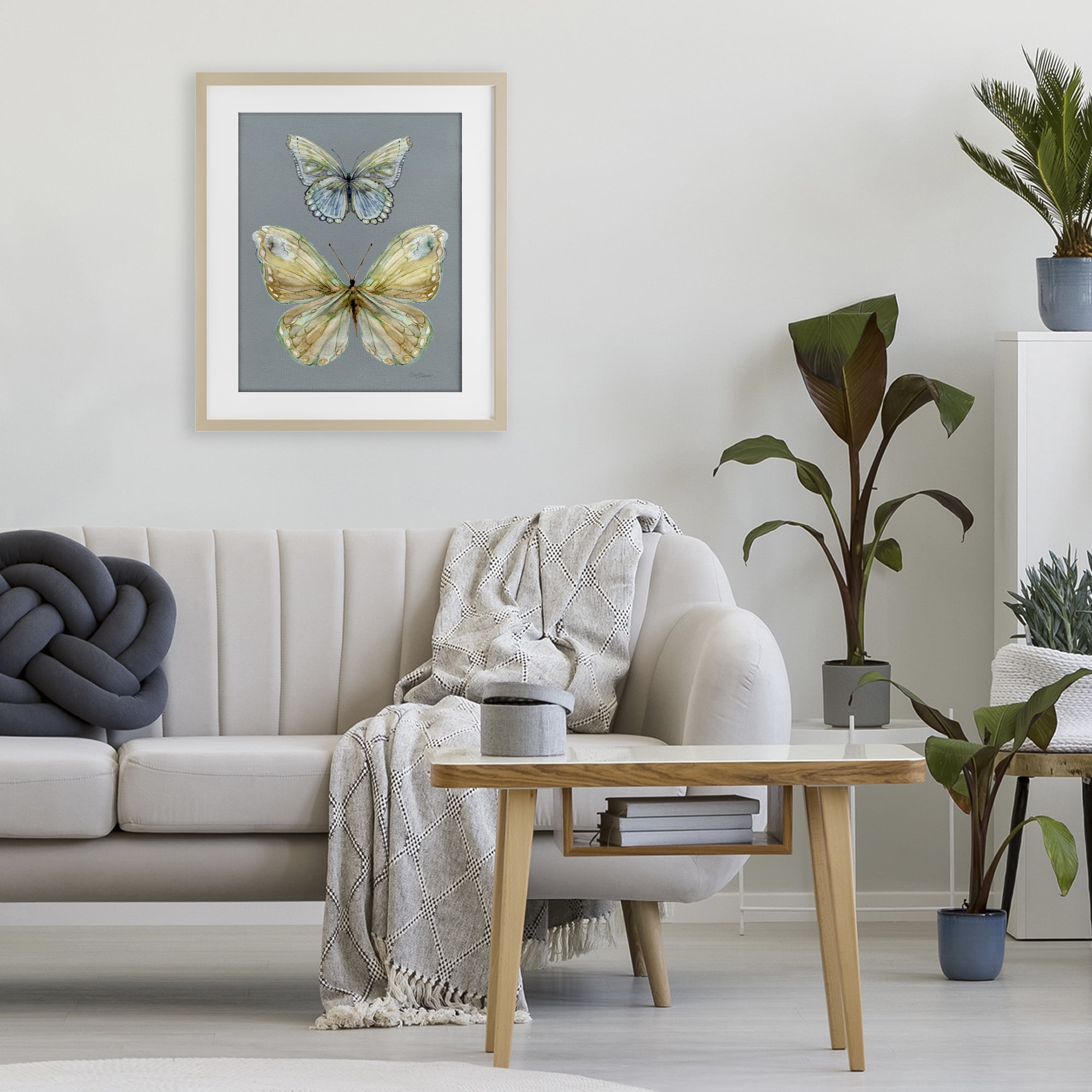 Stupell Industries Delicate Butterflies on Slate Birch Framed Print Under Glass, design by Carol Robinson