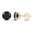 thumbnail image 2 of Decadence 14K Solid Yellow Gold 6mm Round Natural Black Onyx Birthstone Prong Set Stud Earrings For Women and Girls, 2 of 5