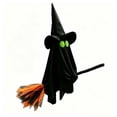 thumbnail image 2 of Orangide Outdoor Halloween Decoration Hanging Ghost Witch, 28 In Large Hanging Flying Ghost on Broomstick with Witch Hat Lighted, Ghost Decor for Porch Yard Tree, 2 of 6