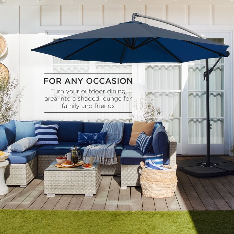 Best Choice Products 10ft Offset Hanging Outdoor Market Patio Umbrella w/ Easy Tilt Adjustment - Navy Blue Best Choice Products 10ft Offset Hanging Outdoor Market Patio Umbrella w/ Easy Tilt Adjustment - Navy Blue