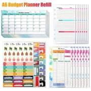 A6 Budget Planner Refill Insert Sheet, TSV 85Pcs A6 Refill Paper with Expense Tracker Budget Sheets, Weekly/Monthly Calendar, Budget Stickers, Fit for Refillable 6 Ring Binder - 6.77 x 3.74
