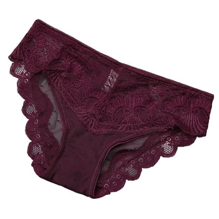 

Knosfe Women s Lace Breathable Underwear Soft Low Waisted Panties Hollow Out Stretch Briefs L