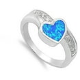 thumbnail image 4 of Blue Simulated Opal Heart Love Polished Ring ( Sizes 6 7 8 9 ) New .925 Sterling Silver Band Rings (Size 9), 4 of 4