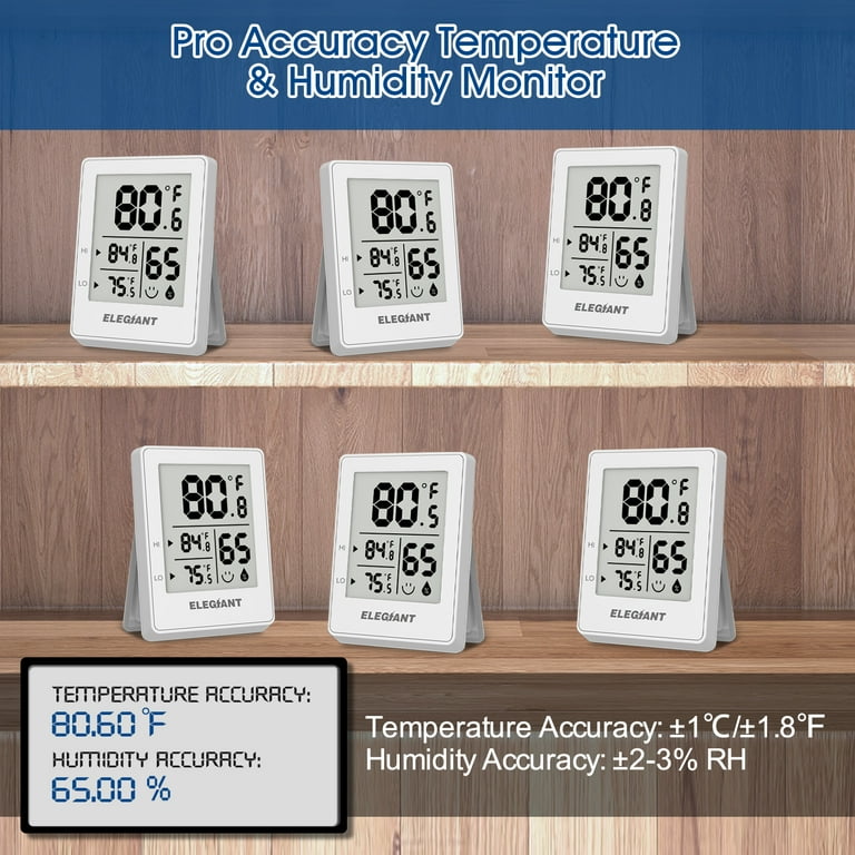 ELEGIANT Digital Thermometer Hygrometer Indoor Outdoor 2 Packs