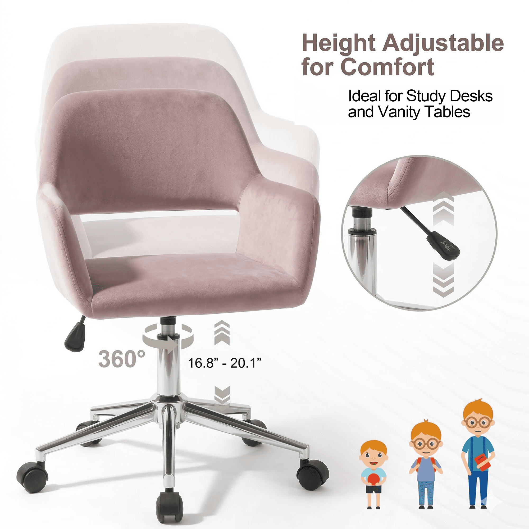 Homy Casa Swivel Office Chair, Adjustable Rolling Desk Chair for Meeting, Vanity or Meeting, Beige