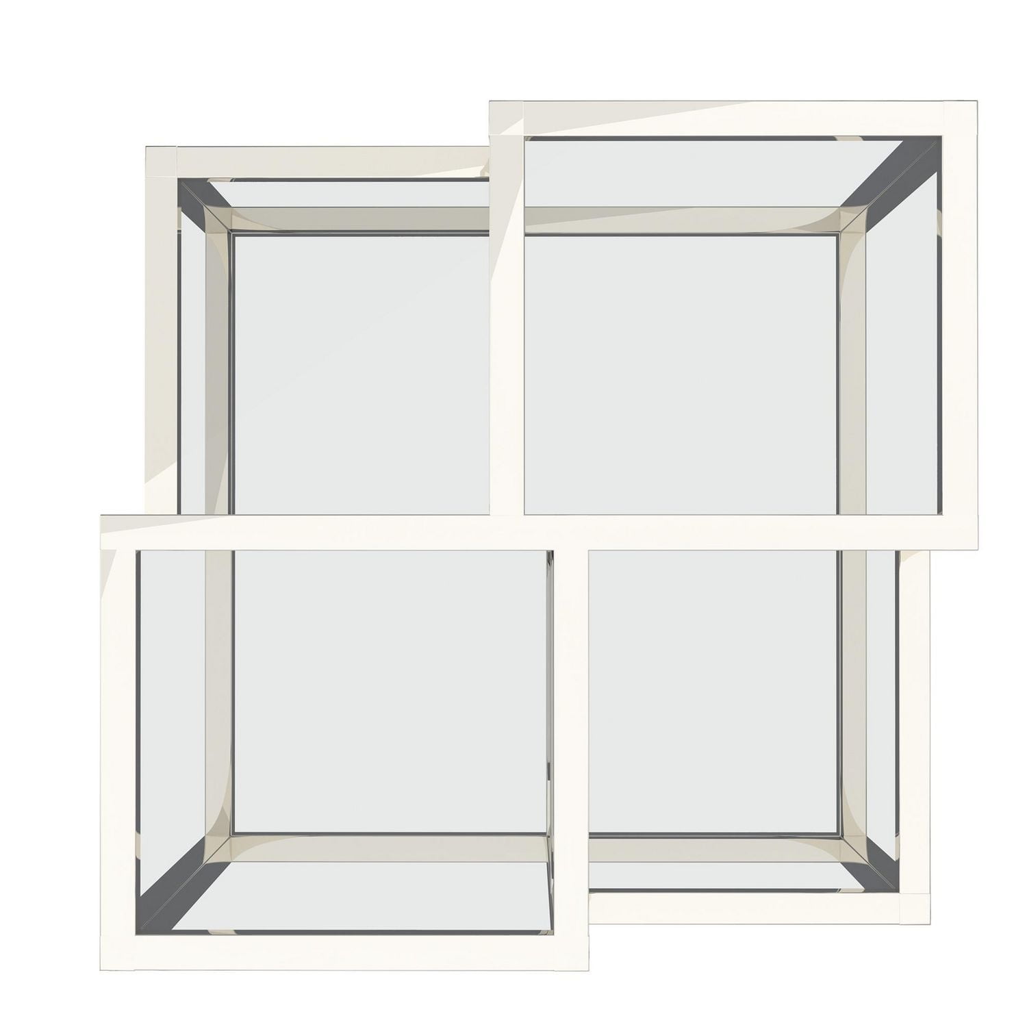 Table d'Appoint Contemporaine en Métal et Verre - Argent