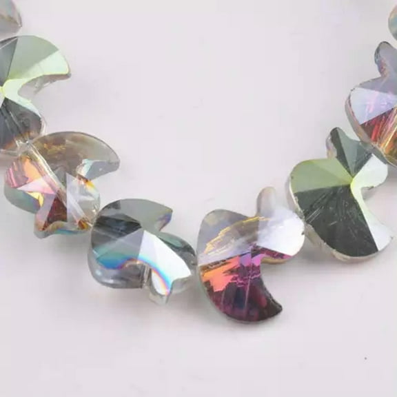 U8MO 10pcs 14x12mm Duck Shape Crystal Glass Loose Craft Beads DIY Jewelry Findings-Rose Green