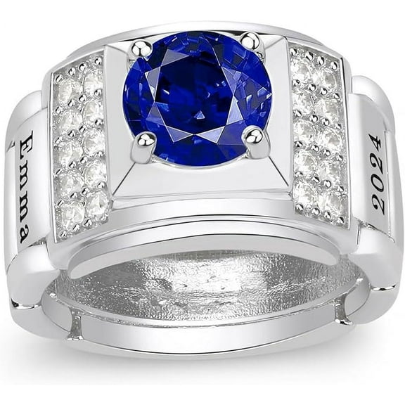 Ccjcinata Fully Personalized Customizable university class rings for high school for men graduation class rings for men (Sterling Silver - Platinium)