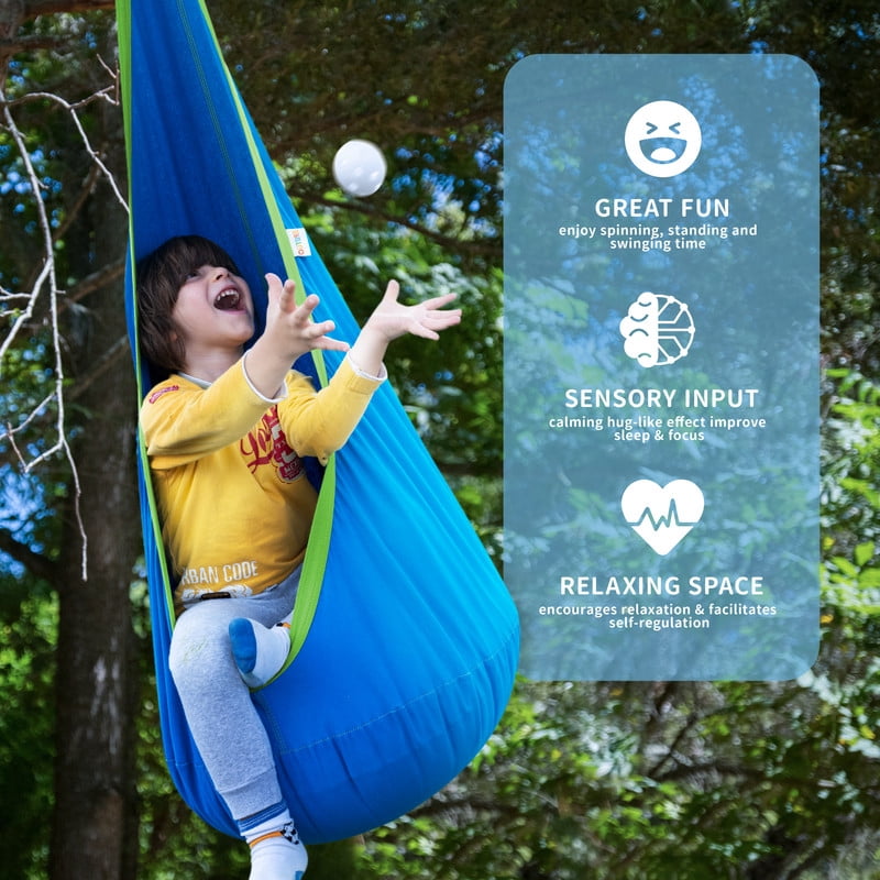 OUTREE Cotton Kids Pod Swing Seat Blue