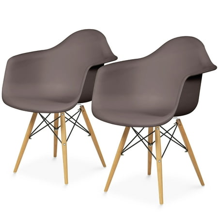 Best Choice Products Mid-Century Modern Eames Style Accent Arm Chairs for Dining, Office, Living Room, Set of 2,