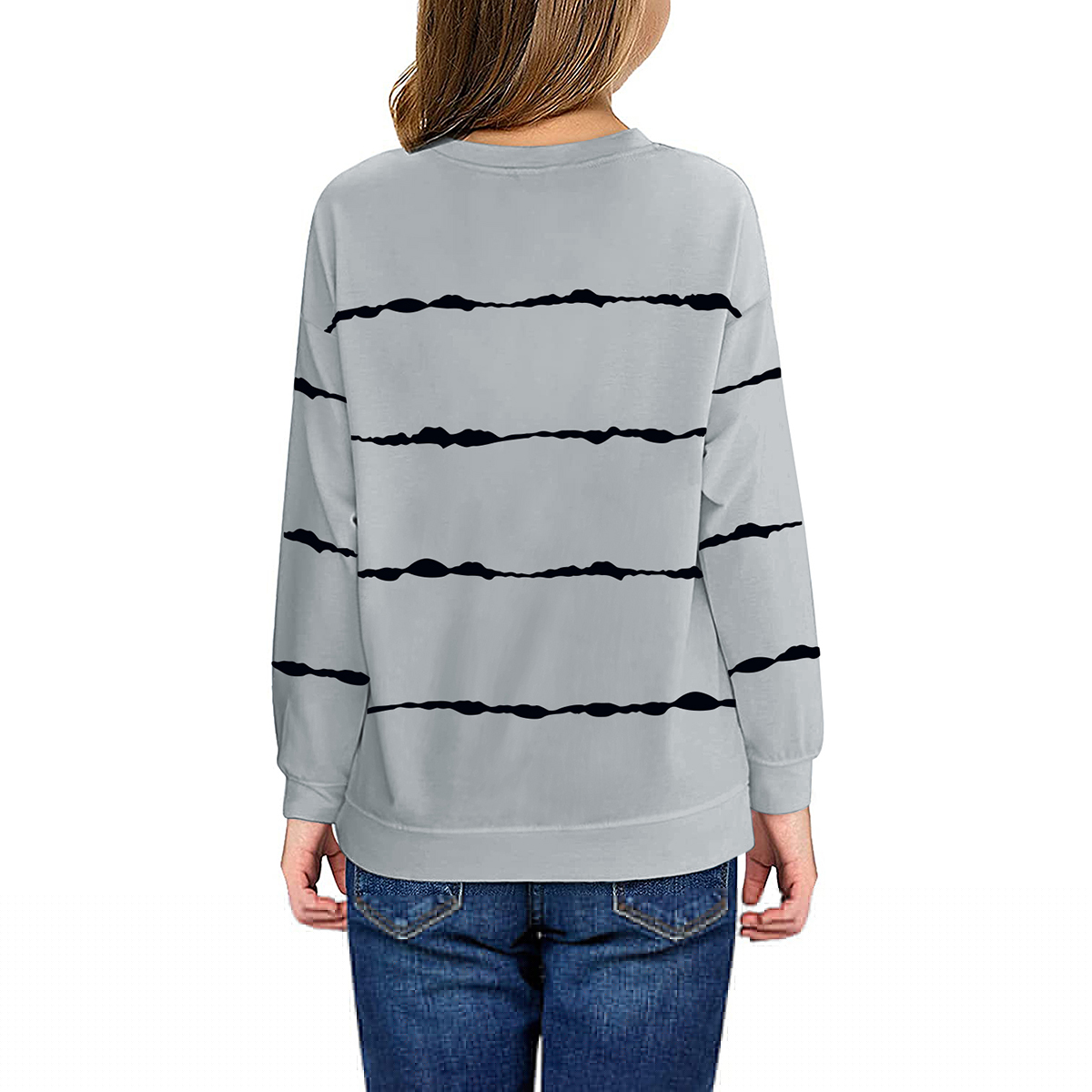 thumbnail image 2 of Langwyqu Girls Kids Crewneck Long Sleeve Pullover Tops Spring Fall Stripe Tops for 4-15 Years, 2 of 5