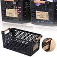 thumbnail image 2 of Hot Sales Promotion Plastic Storage Basket Desktop Weave Basket with Handle Portable Bathroom Open Storage Large Plastic Container Shelf Bracket for Shelves Countertop Kitchen Cabinet, 2 of 7