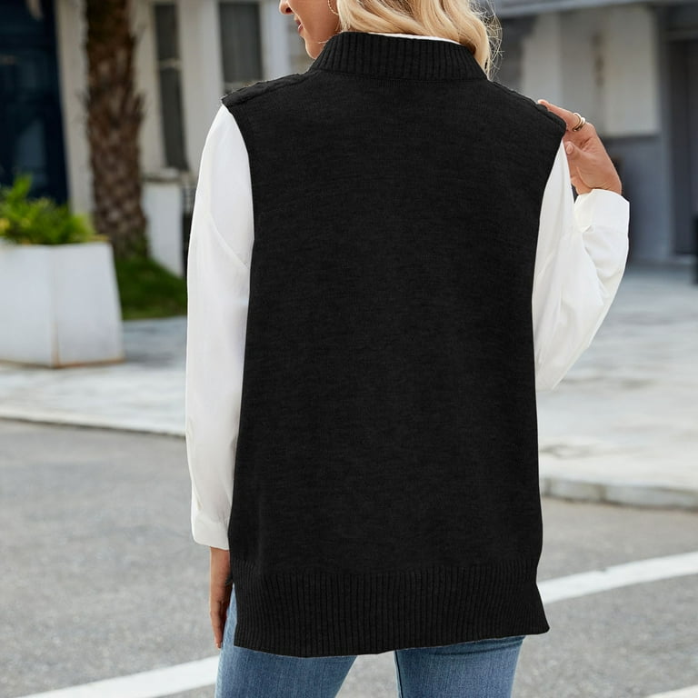 SwiftWear Oversized Sweater Vest Women V Neck Sleeveless Solid
