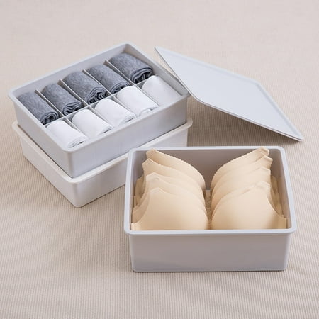 

Xunyuan Large Capacity Bra Underwear Socks Plastic Storage Organizer Box Lid Container