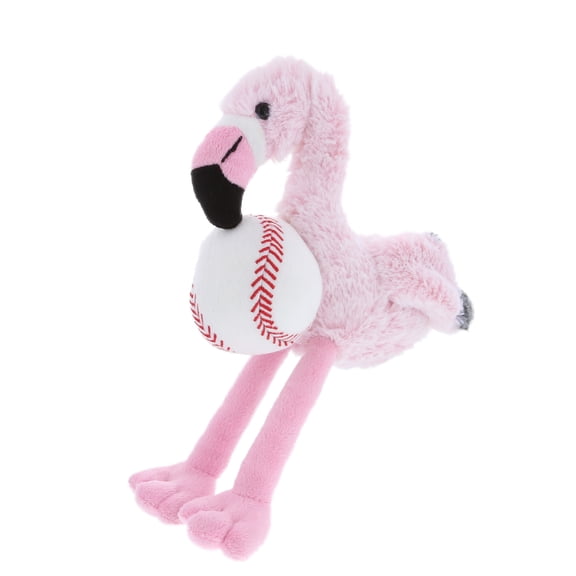 DolliBu Pink Flamingo Stuffed Animal with Baseball Plush - Soft Huggable Flamingo Adorable Playtime Plush Toy, Cute Zoo Animal Gift, Baseball Plush Doll Animal Toy for Kids and Adults - 8 Inch