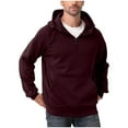 thumbnail image 4 of GuangCheng Mens Half Zip Pullover Hoodies,Fleece Sweatshirts with Pocket,Baggy Fit,Wine,S, 4 of 8