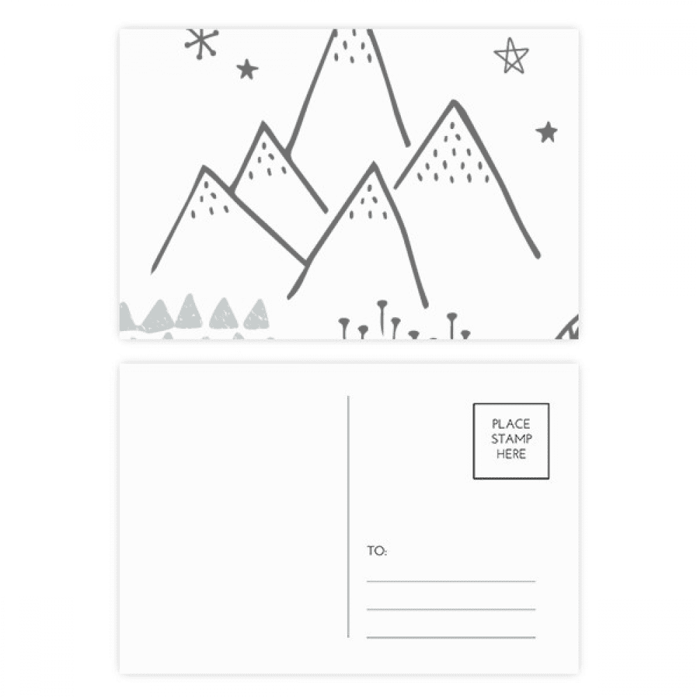mountain grass star pattern postcard set birthday mailing thanks greeting card