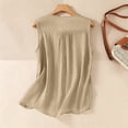 thumbnail image 7 of Qiopertar Linen Tank Tops for Women Embroidered Round Neck Sleeveless Blouse Casual Comfy Loose Fit Summer Vacation Boho Top, Beige L, 7 of 7