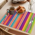 thumbnail image 3 of Mexican Style Placemats Set of 8 Colorful Mexico Stripes Orange Purple Place Mats Indoor Wipeable Table Mats Washable Cloth Dining Table Placemats for Kitchen Holiday Party Home Decor 13x19 Inch, 3 of 9