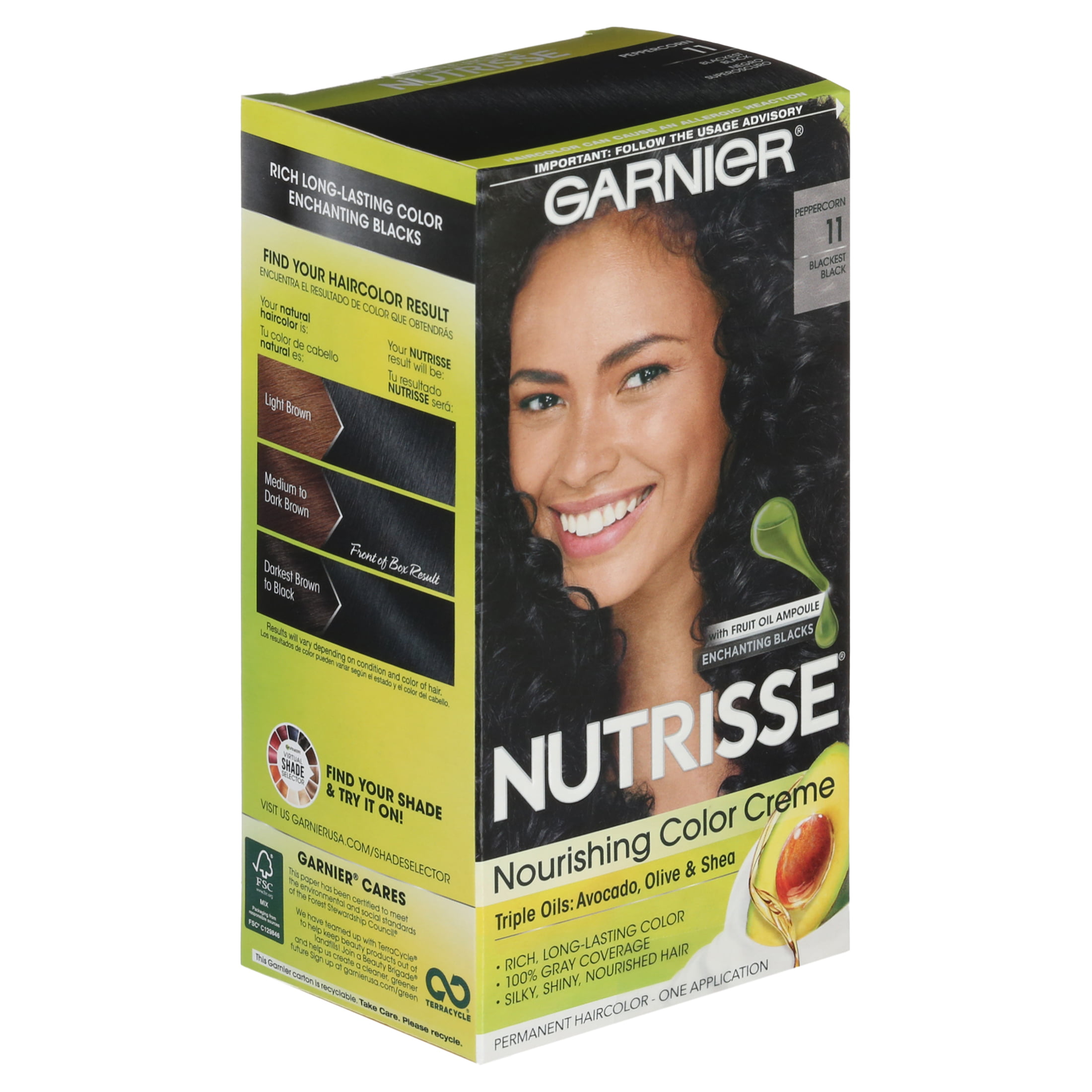 Garnier Nutrisse Nourishing Hair Color Creme, 11 Blackest Black, 1 Kit -  