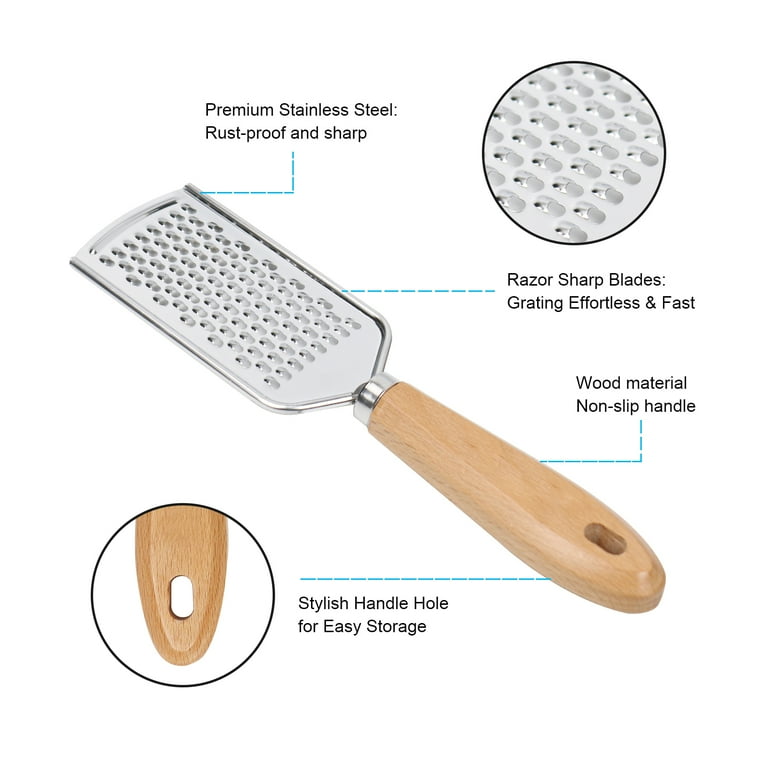 Hoki Found Stainless Steel Cheese Grater & Shredder - 4-in-1 Kitchen Grater With Cover, Coarse/Fine/Medium/Zester