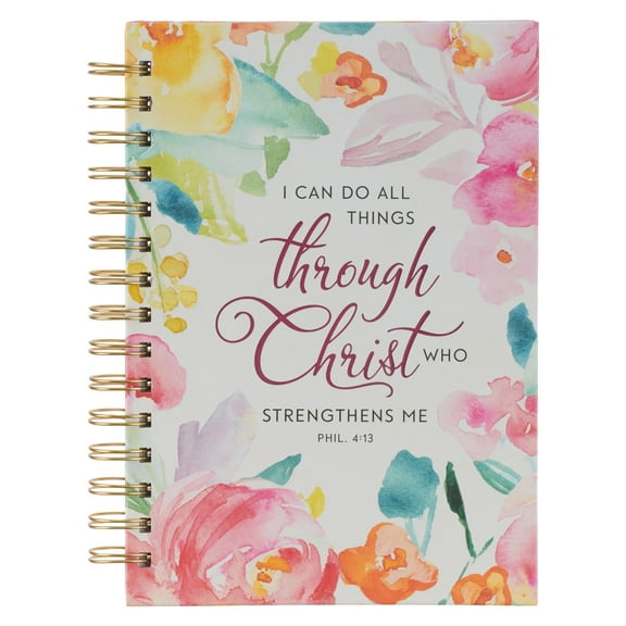 Christian Art Gifts All Things Through Christ Floral Journal, 84in x 64in, 192 Pages