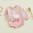 thumbnail image 6 of CUZIBR Kids Fall Outfits One First Birthday Romper Long Sleeve Bodysuit Cute Embroidery Jumpsuit Soft Cozy Christmas Suit Fall Winter Clothing For Girls,Pink,6-12 Months, 6 of 9