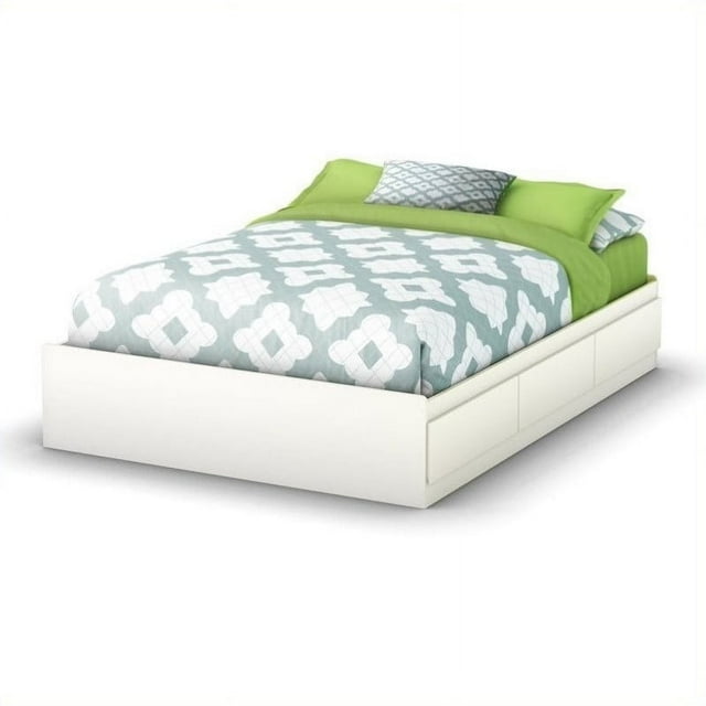 South Shore Step One Full Mates Bed with 3 Drawers, in Pure White