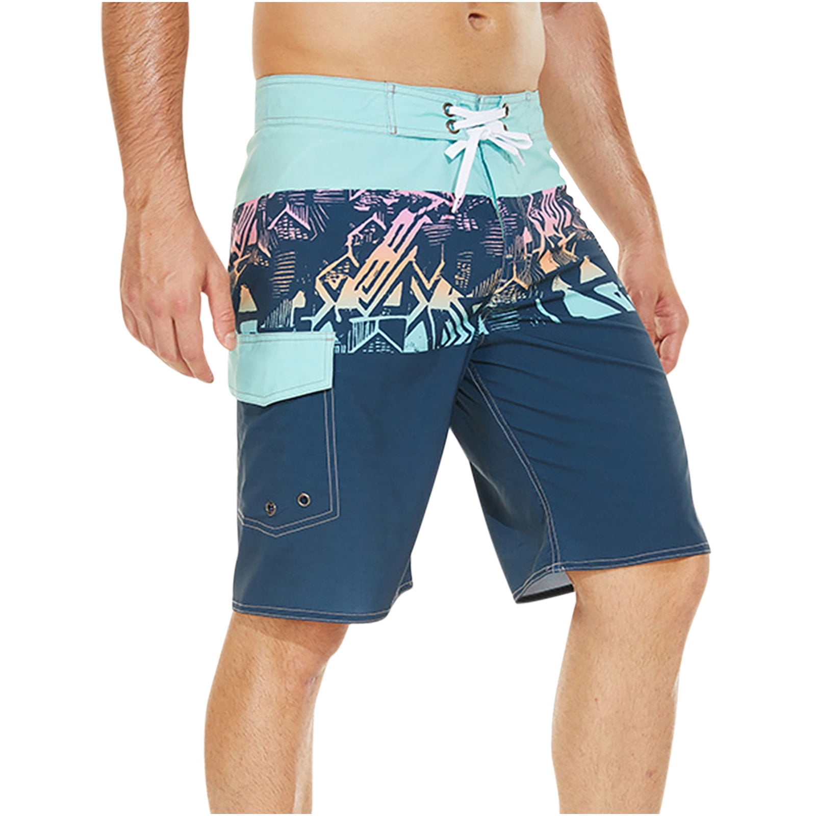 Swim Trunks Men Short Fashion Mens Elastic Waistband Beam