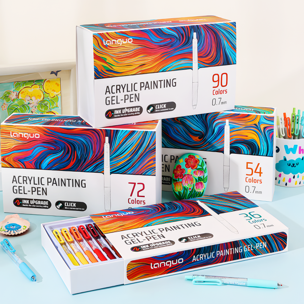 Clip Acrylic Painting Gel Pen, Retractable 0.7mm Tip, Large Capacity Ink Pens, For Diary, Card,DIY, Coloring, Doodling, Stackable Color