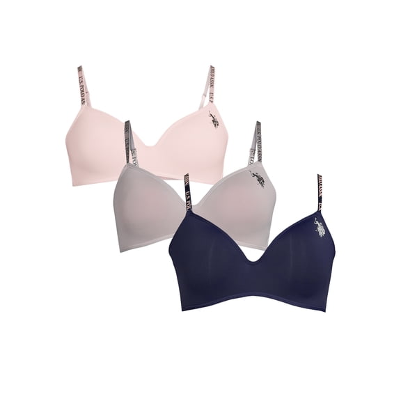 U.S. Polo Assn. Women's Microfiber Wirefree Bra Set, 3-Pack