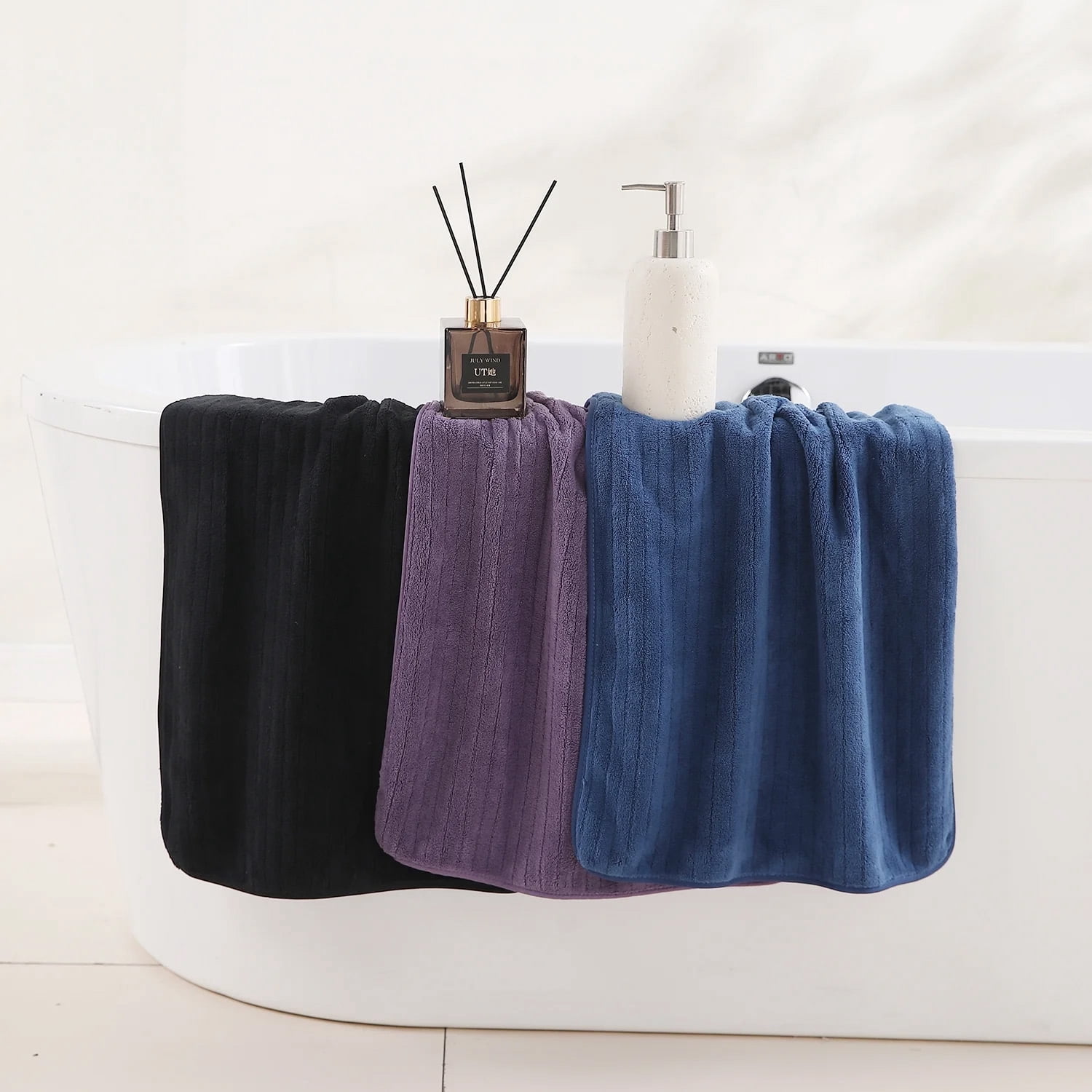 Covina Home 12 Pack Black Hand Towel Set, Oversized Ultra Soft Microfiber Bathroom Bath Hand Towel Set Adult Luxury Lightweight Cozy Collection