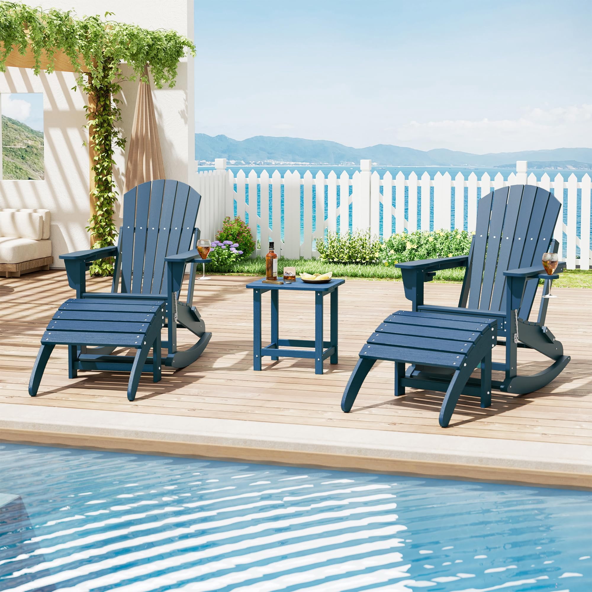 Weather Resistant Outdoor Footstool,HDPE Adirondack Ottoman Footrest for Adirondack Chairs, Porch