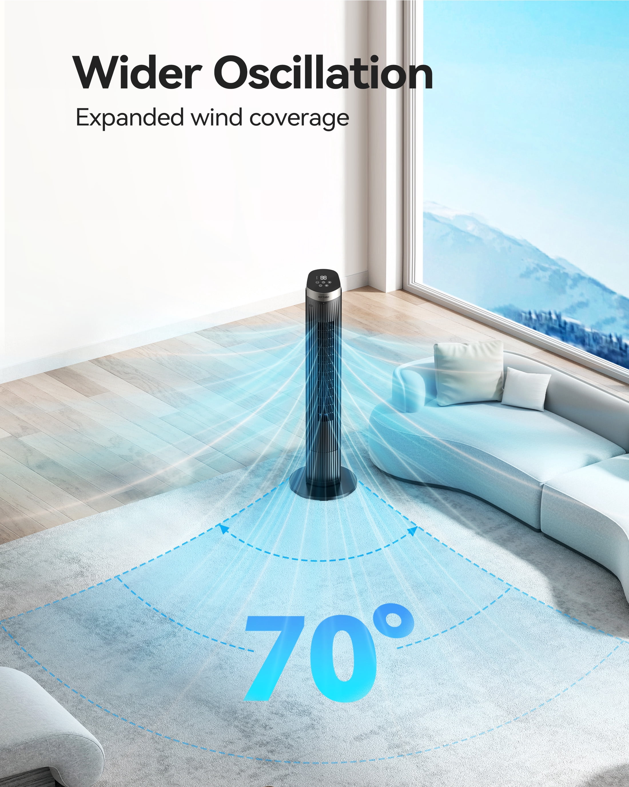 NFTIGB 40 inch Tower Fan for Home, 70° Oscillating Standing Floor Fan with Remote, 5 Speeds 3 Modes with Remote Bladeless Fan, New