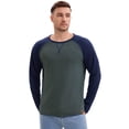 thumbnail image 4 of DARING DIVA Men's Long Sleeve Color Block Casual Raglan T-Shirt S Gray Blue, 4 of 7