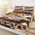 thumbnail image 3 of Castle Fairy Animal Horse Twin Sheet Sets 3pcs for Female Men Women,Bohemian Tribal Aztec Twin Fitted Sheet Microfiber,Farmhouse Cow Print Breathable Flat Sheet,Breathable Home Decor, 3 of 7