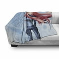 thumbnail image 3 of Anime Soft Flannel Fleece Blanket, Futuristic Manga Girl Science Fiction Doodle Effect Japanese Style Digital Art Print, Cozy Plush for Indoor and Outdoor Use, 50" x 70", Pale Blue, by Ambesonne, 3 of 6