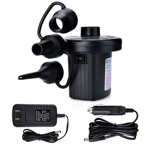 Electric Air Pump,Portable Quick Fill Air Pump with 3 Nozzles,110V AC/12V DC Inflator/Deflator Pumps for Air Mattress,Inflatable Cushions,Swimming Pool/Ring TMANGO