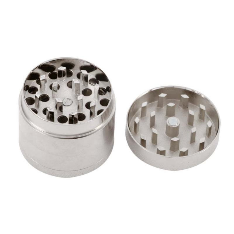 4 Piece Magnetic 2.5 Inch Grey Tobacco Herb Grinder Spice Zinc Alloy With Scoop 