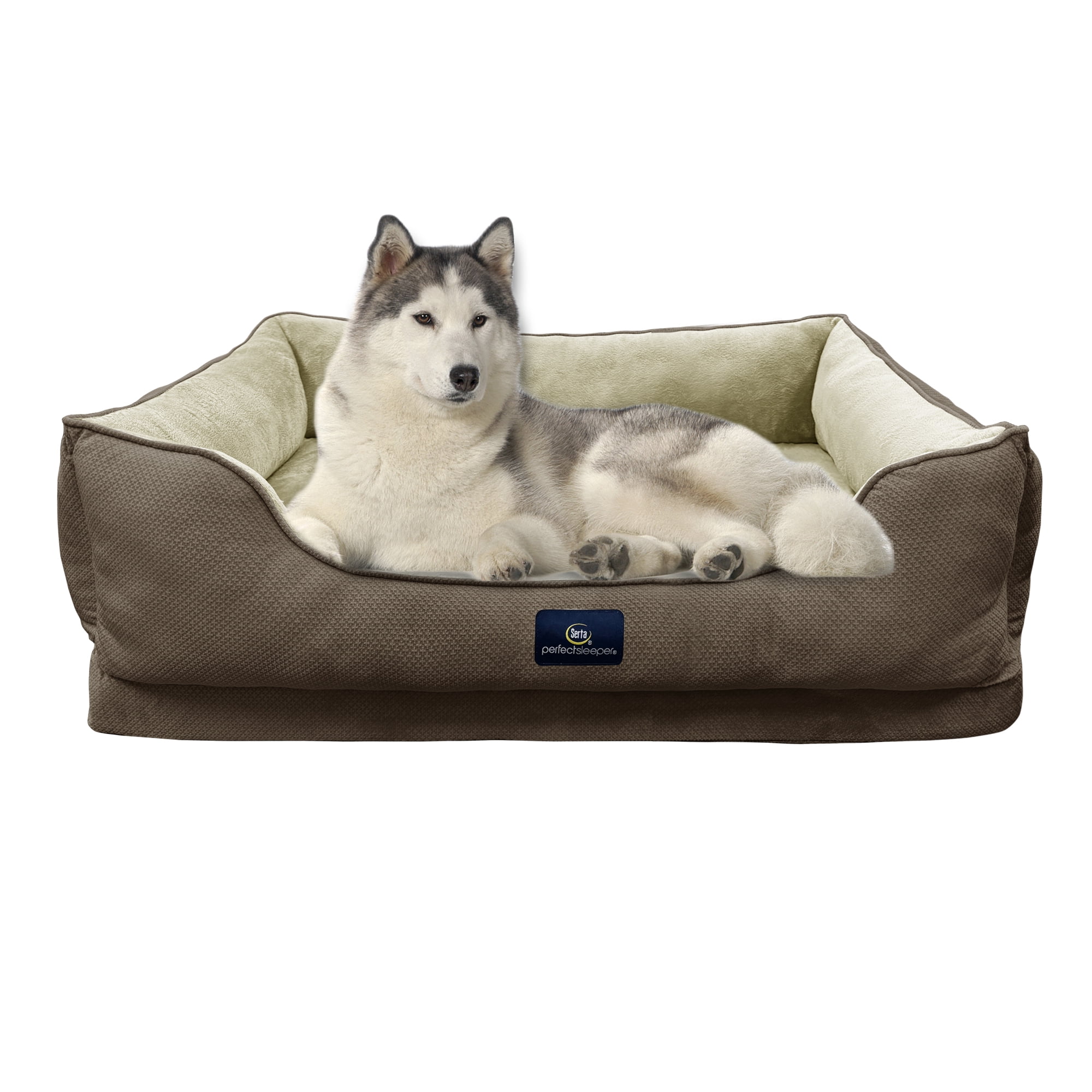 Serta Cuddler Bolster Cat & Dog Bed, Mocha, Extra Large