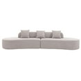 thumbnail image 3 of Modern Curved Combination Sofa, Terrycloth Fabric Sofa, Minimalist Sofa in Living Room, Apartment, No Assembly Required, Three Pillows (Gray), 3 of 12