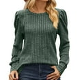thumbnail image 1 of AherBiu Tops for Women Ribbed Knitted Long Sleeve Stretchy Shirts Crewneck Fall Comfy Tunics Tops, 1 of 7