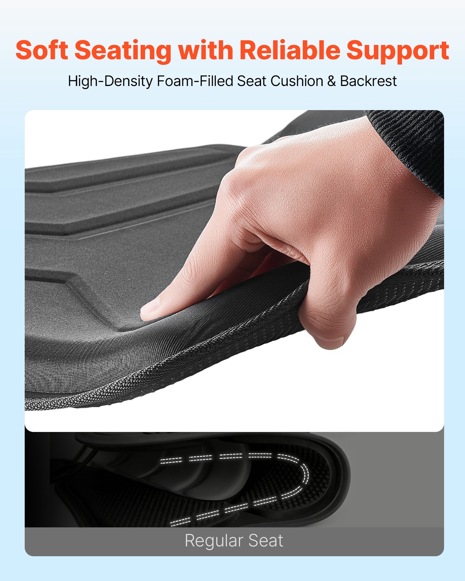 VEVOR Kayak Seat, 1 Pack 1" Thick, Universal Paddle Board Seat with Back Support, Hexagonal Sit-on-Top Soft Padded Cushion with Storage Bag & Adjustable Straps for SUP, Fishing Boat, Inflatable Kayak