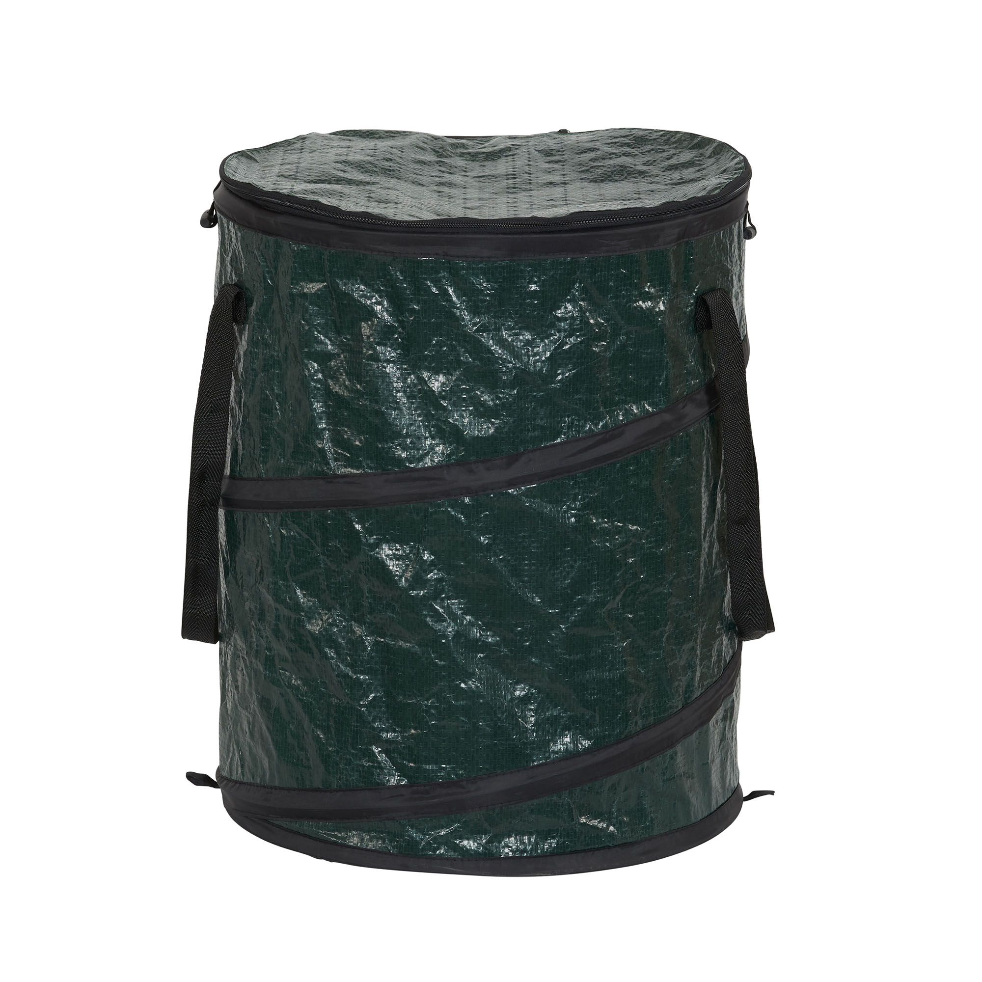 Household Essentials PopUp Hamper/Trash Can, 15", Zippered Top, Green